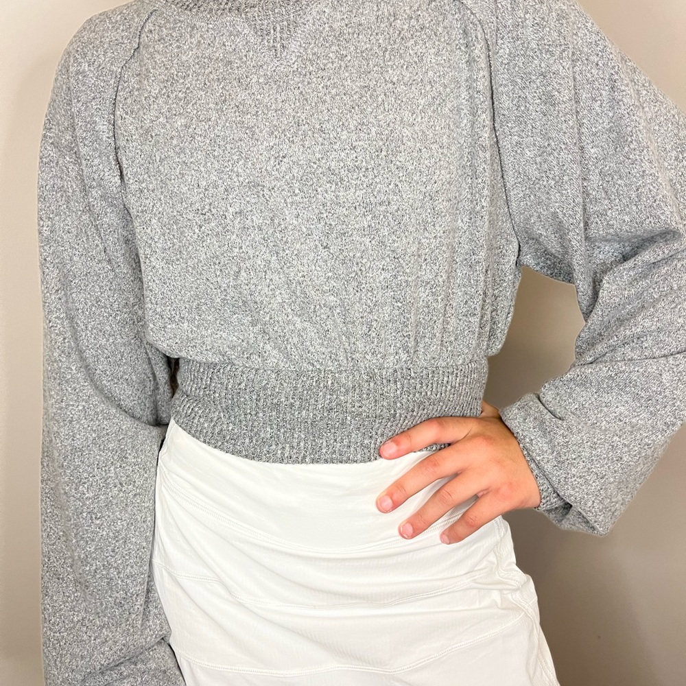 cropped gray soft sweater